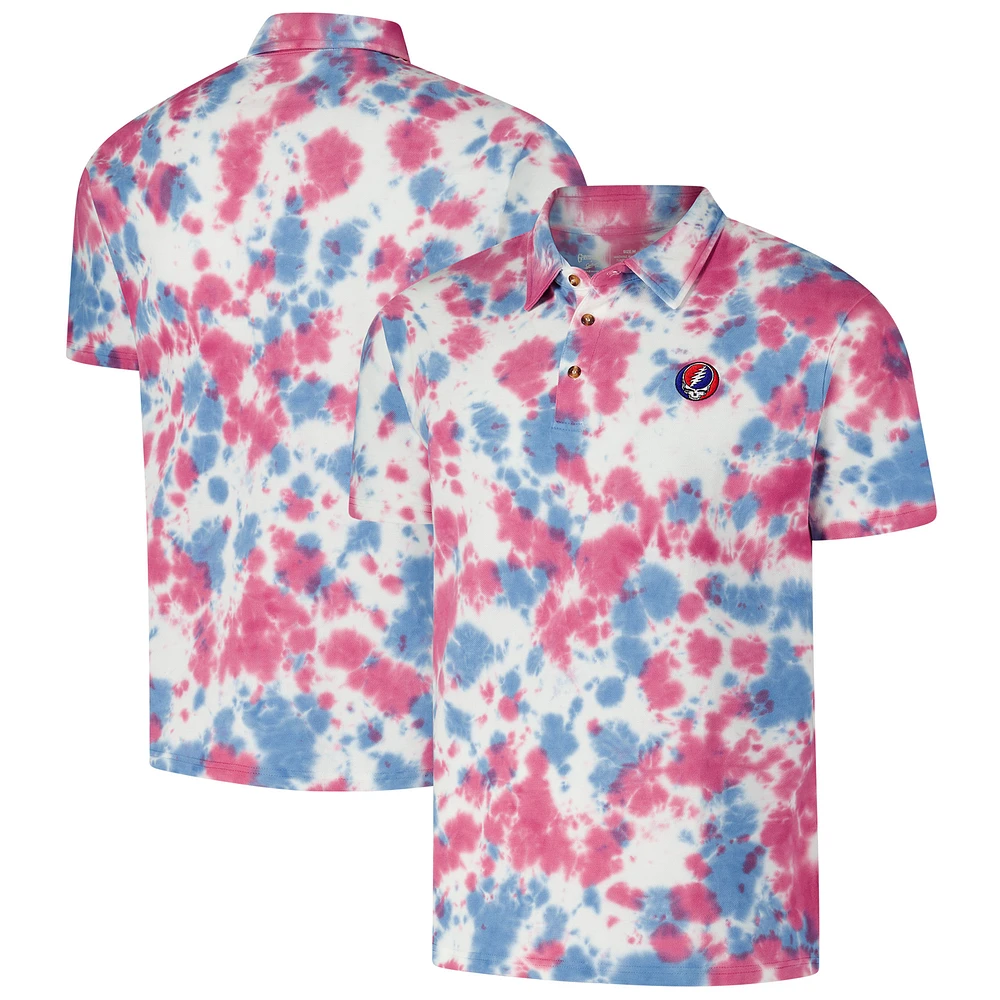Men's White The Grateful Dead Stealie Tie-Dye Pique Polo