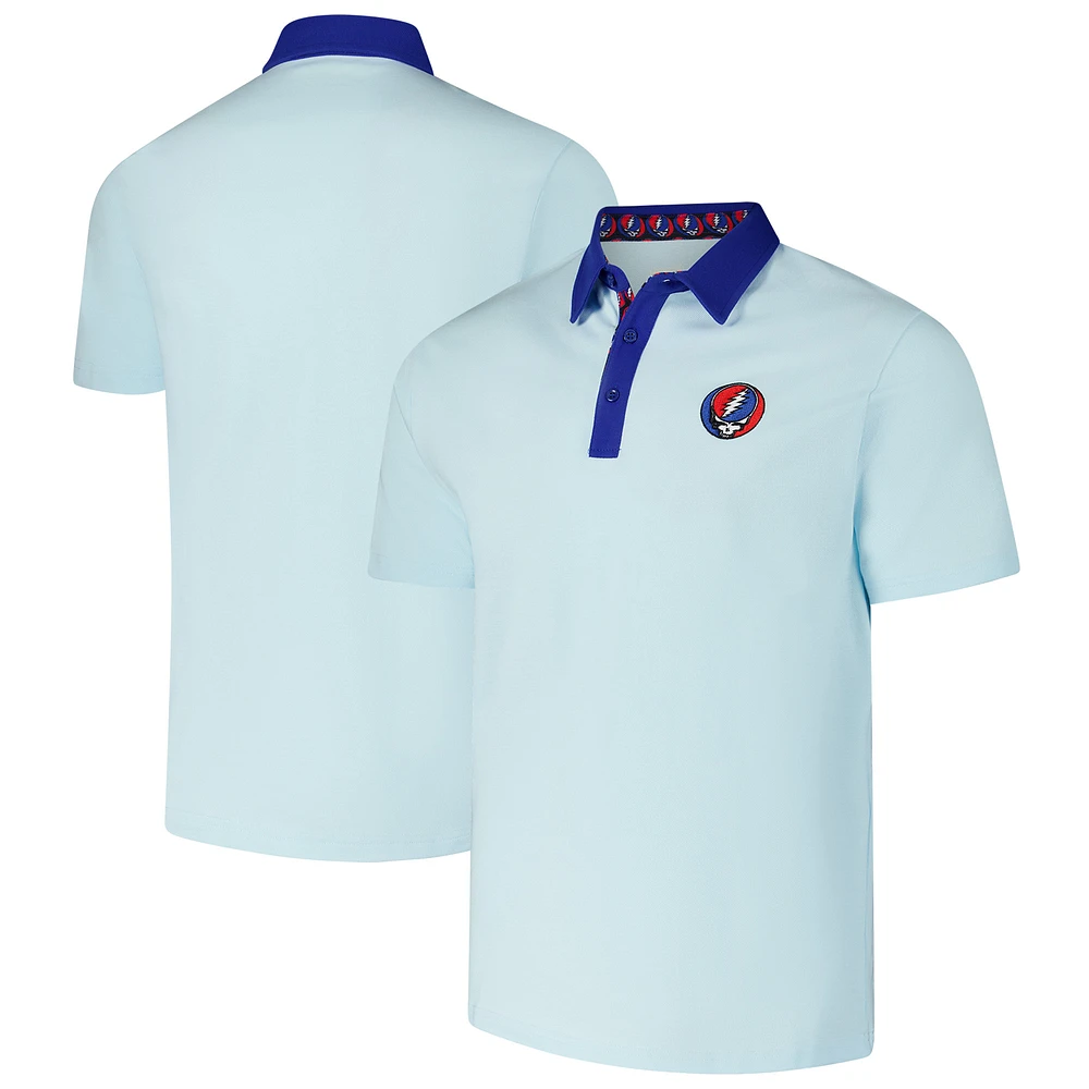 Men's Light Blue The Grateful Dead Stealie Pique Polo