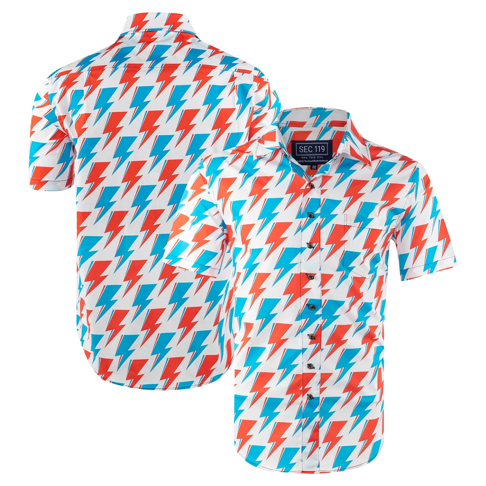 Men's Section 119 White David Bowie Red and Blue Bolt Button-Down Shirt