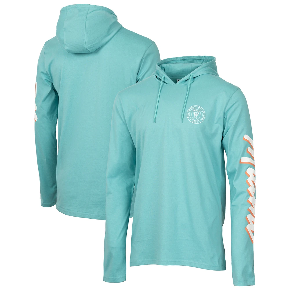 Men's Teal Inter Miami CF Vice Script Relaxed Long Sleeve Hoodie T-Shirt