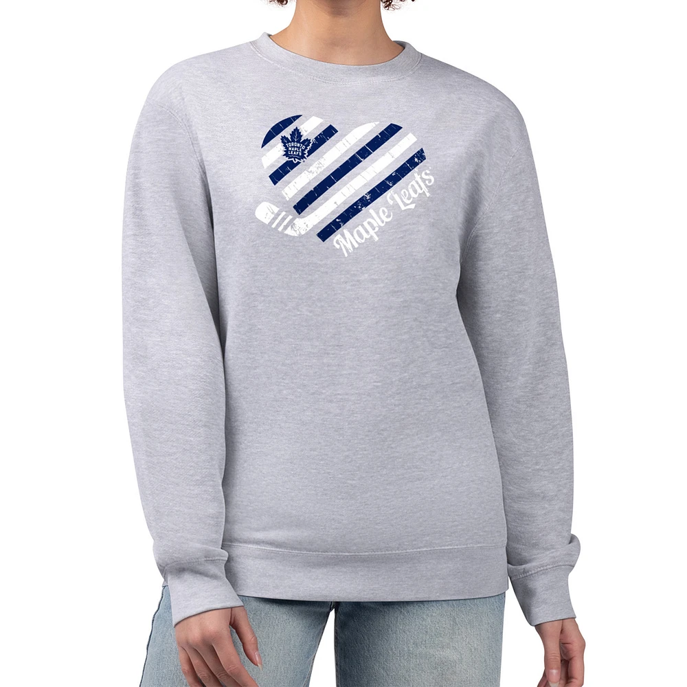 Women's G-III 4Her by Carl Banks Heather Gray Toronto Maple Leafs Heart Graphic Pullover Sweatshirt