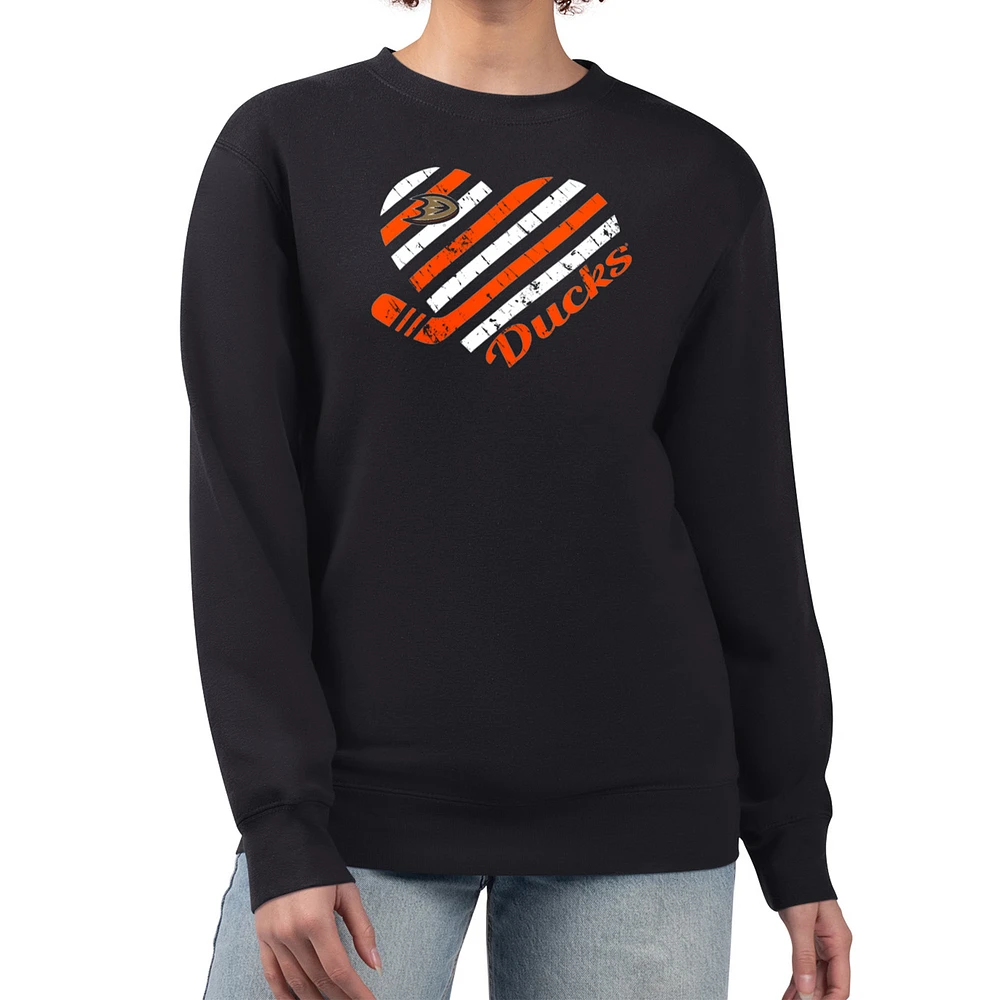 Women's G-III 4Her by Carl Banks Anaheim Ducks Heart Graphic Pullover Sweatshirt