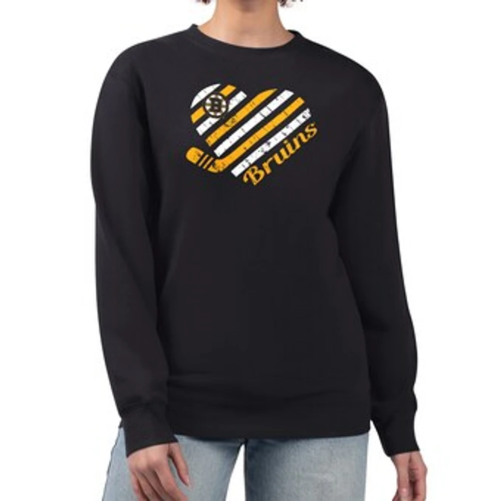 Women's G-III 4Her by Carl Banks Boston Bruins Heart Graphic Pullover Sweatshirt