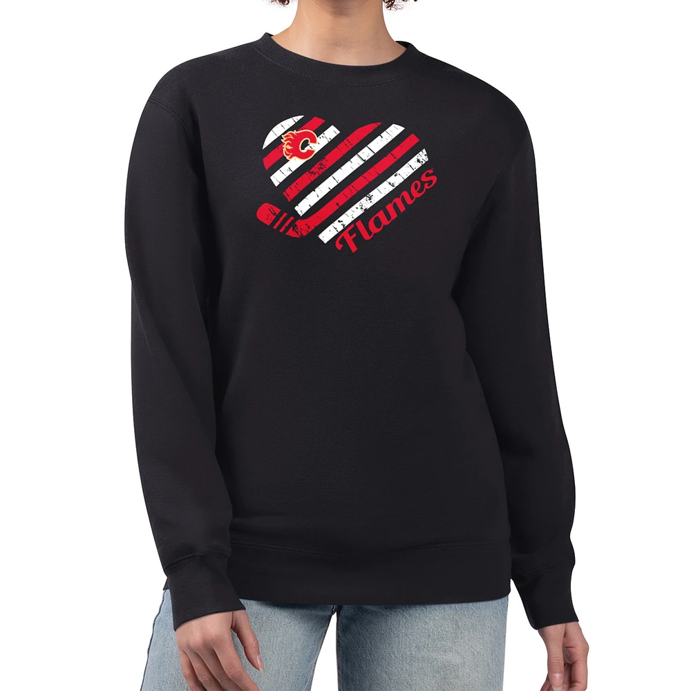 Women's G-III 4Her by Carl Banks Calgary Flames Heart Graphic Pullover Sweatshirt