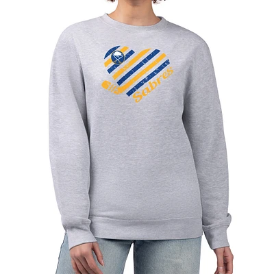 Women's G-III 4Her by Carl Banks Heather Gray Buffalo Sabres Heart Graphic Pullover Sweatshirt
