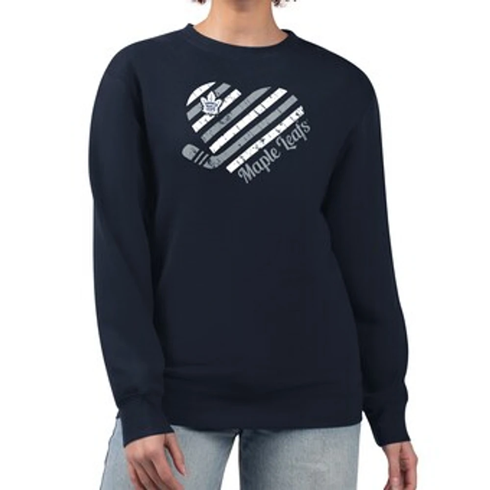 Women's G-III 4Her by Carl Banks Navy Toronto Maple Leafs Heart Graphic Pullover Sweatshirt
