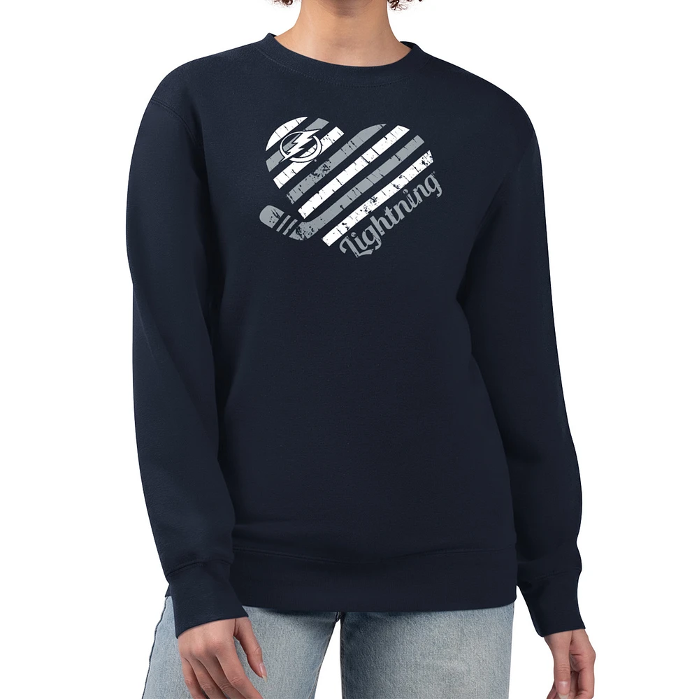 Women's G-III 4Her by Carl Banks Navy Tampa Bay Lightning Heart Graphic Pullover Sweatshirt