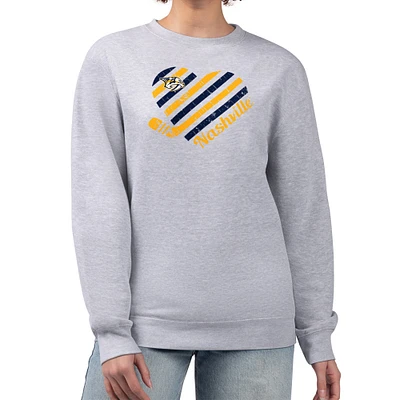 Women's G-III 4Her by Carl Banks Heather Gray Nashville Predators Heart Graphic Pullover Sweatshirt