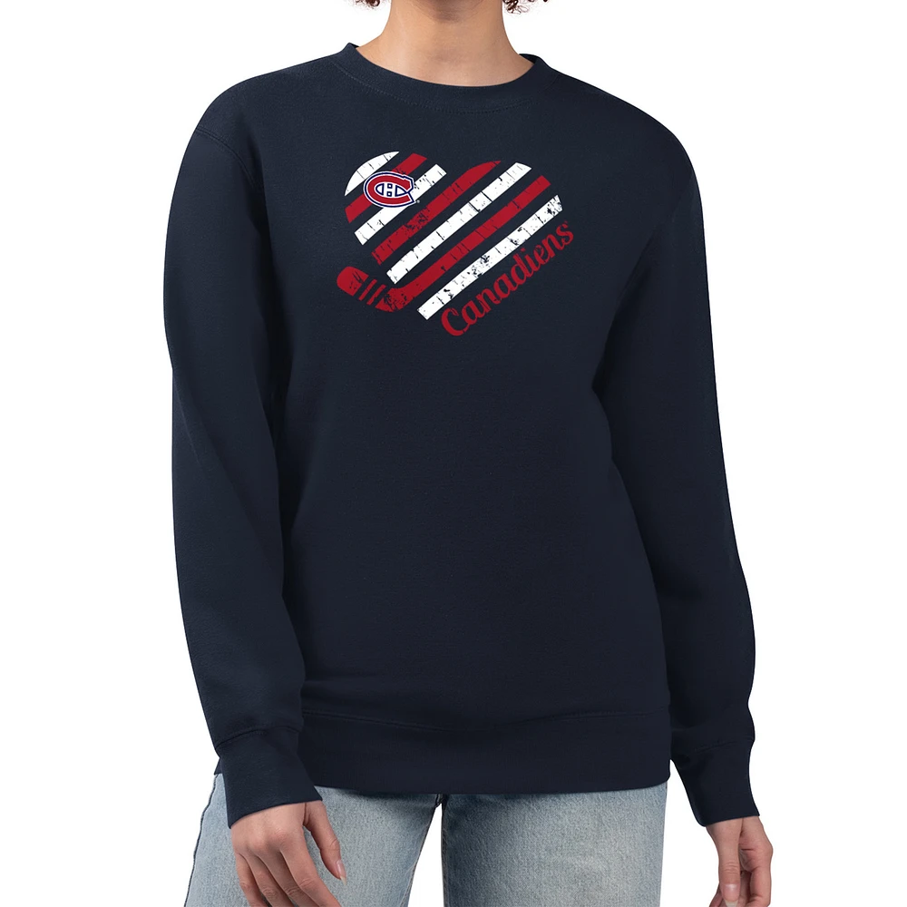 Women's G-III 4Her by Carl Banks Navy Montreal Canadiens Heart Graphic Pullover Sweatshirt