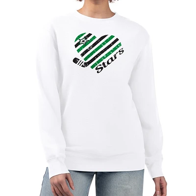 Women's G-III 4Her by Carl Banks White Dallas Stars Heart Graphic Pullover Sweatshirt