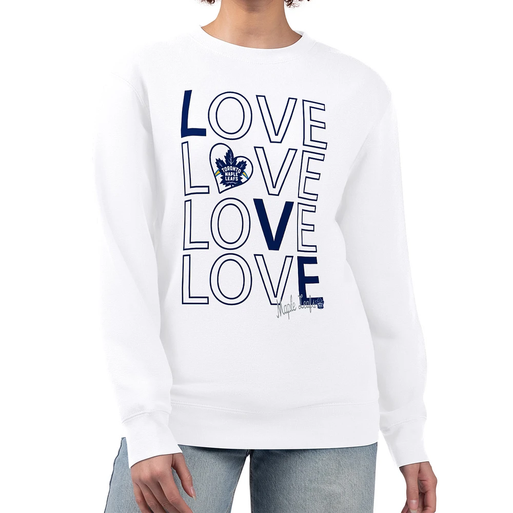 Women's G-III 4Her by Carl Banks White Toronto Maple Leafs Lots Of Love Team Logo Graphic Pullover Sweatshirt