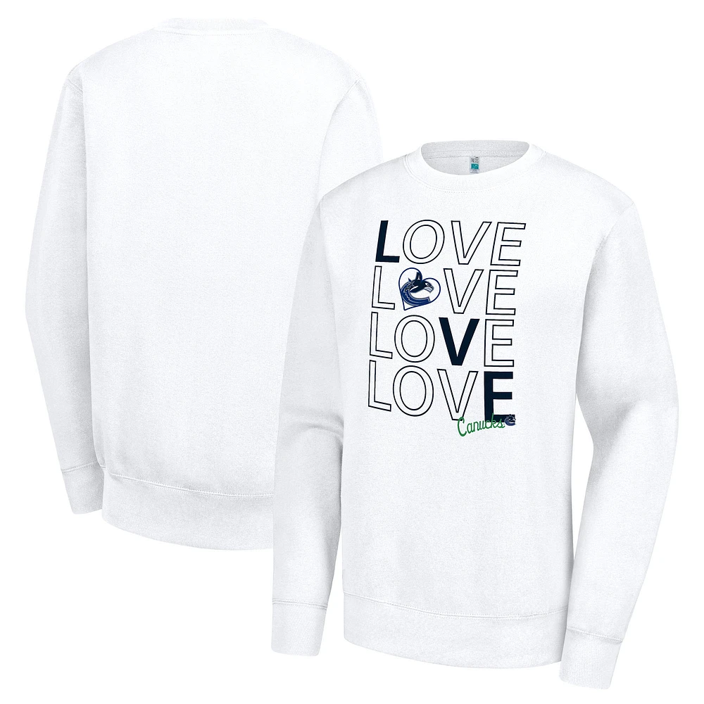 Women's G-III 4Her by Carl Banks White Vancouver Canucks Lots Of Love Team Logo Graphic Pullover Sweatshirt
