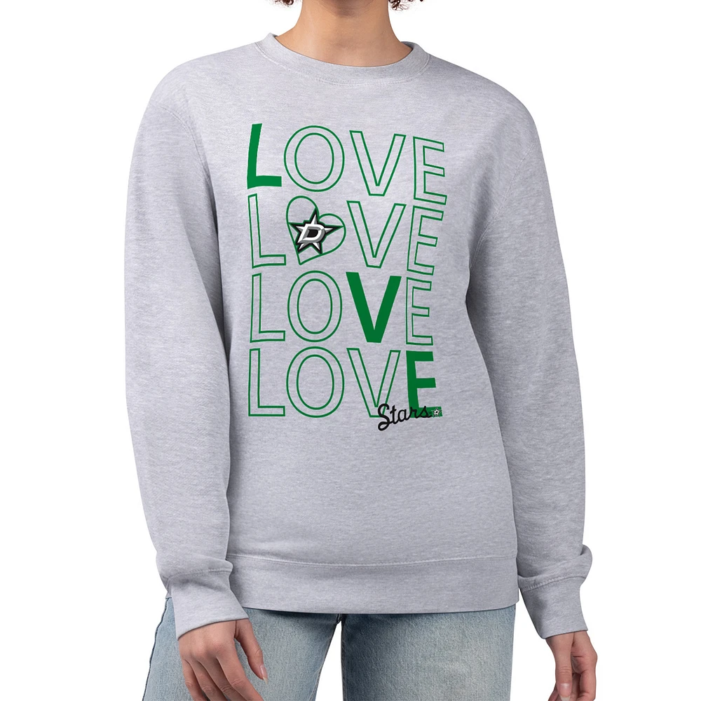 Women's G-III 4Her by Carl Banks Heather Gray Dallas Stars Lots Of Love Team Logo Graphic Pullover Sweatshirt