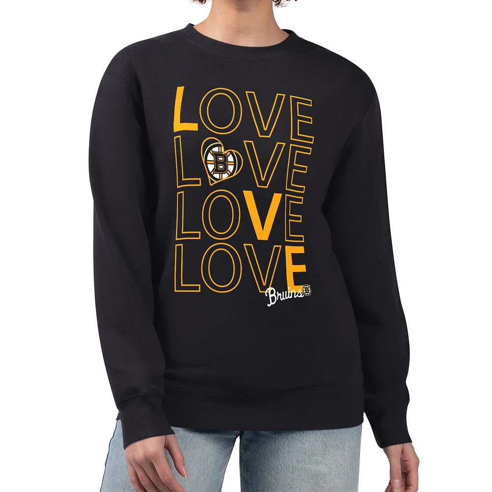 Women's G-III 4Her by Carl Banks Boston Bruins Lots Of Love Team Logo Graphic Pullover Sweatshirt