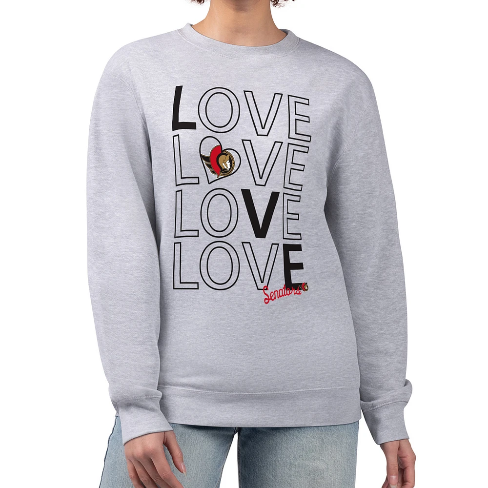 Women's G-III 4Her by Carl Banks Heather Gray Ottawa Senators Lots Of Love Team Logo Graphic Pullover Sweatshirt