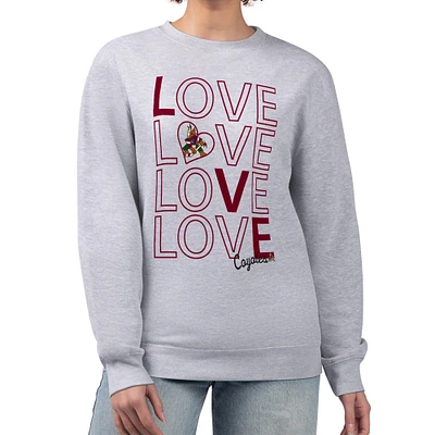 Women's G-III 4Her by Carl Banks Heather Gray Arizona Coyotes Lots Of Love Team Logo Graphic Pullover Sweatshirt