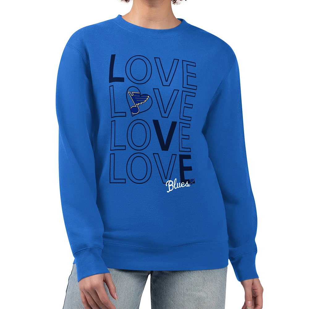 Women's G-III 4Her by Carl Banks St. Louis Blues Lots Of Love Team Logo Graphic Pullover Sweatshirt