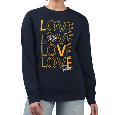 Women's G-III 4Her by Carl Banks Navy Nashville Predators Lots Of Love Team Logo Graphic Pullover Sweatshirt