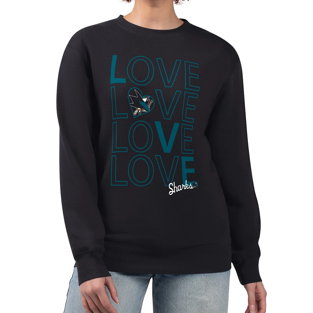 Women's G-III 4Her by Carl Banks Black San Jose Sharks Lots Of Love Team Logo Graphic Pullover Sweatshirt