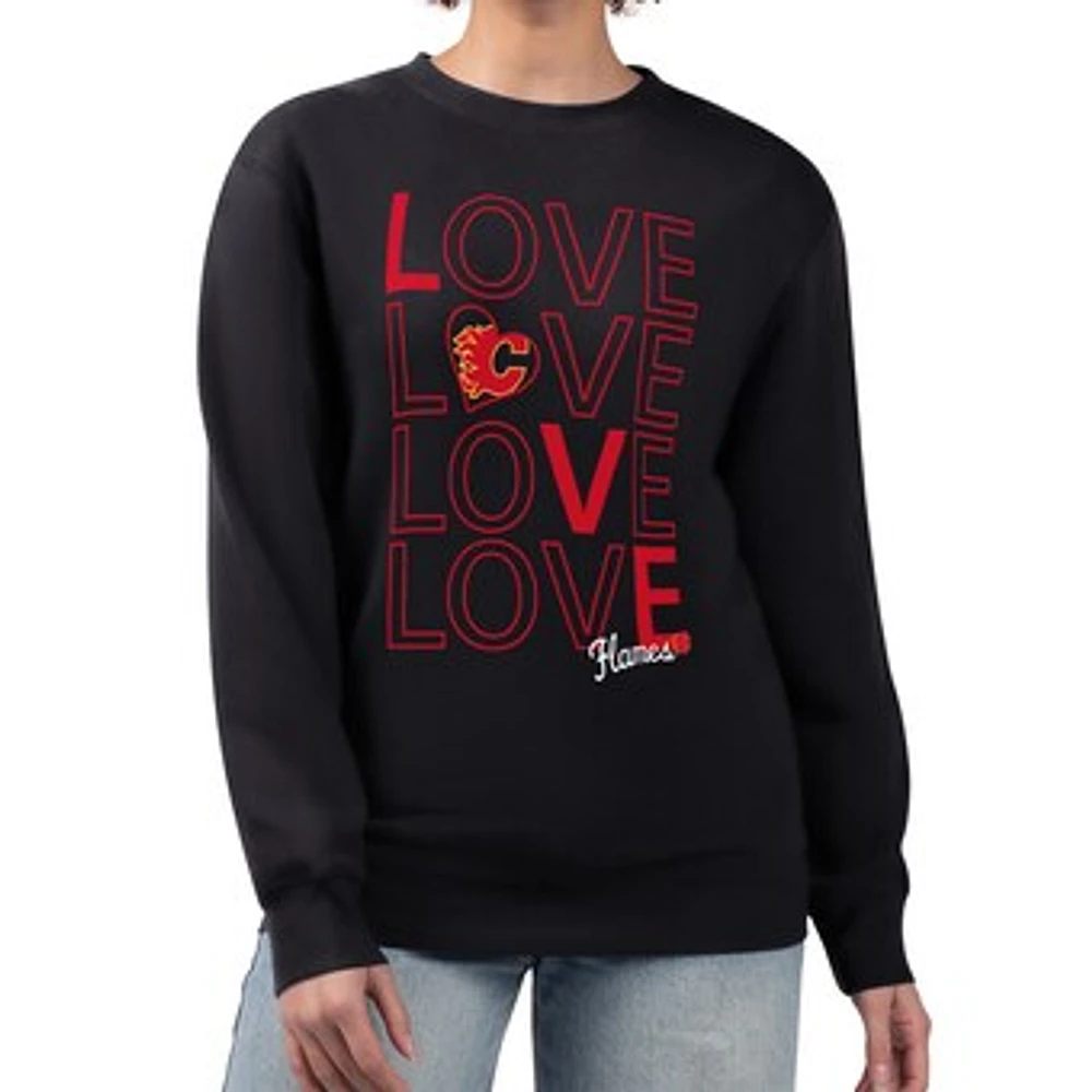 Women's G-III 4Her by Carl Banks Calgary Flames Lots Of Love Team Logo Graphic Pullover Sweatshirt