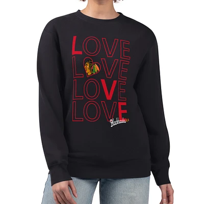 Women's G-III 4Her by Carl Banks Chicago Blackhawks Lots Of Love Team Logo Graphic Pullover Sweatshirt