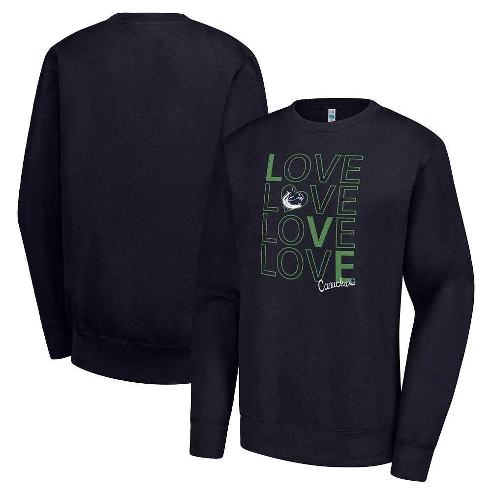 Women's G-III 4Her by Carl Banks Navy Vancouver Canucks Lots Of Love Team Logo Graphic Pullover Sweatshirt