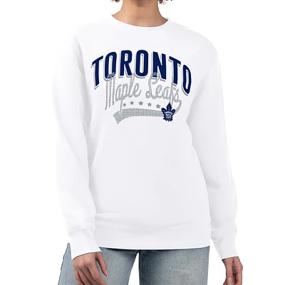 Women's G-III 4Her by Carl Banks White Toronto Maple Leafs Filigree Team Graphic Fleece Pullover Sweatshirt