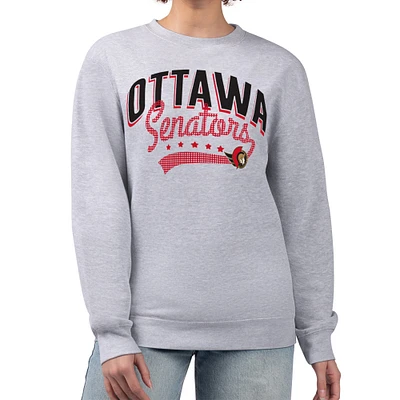 Women's G-III 4Her by Carl Banks Heather Gray Ottawa Senators Filigree Team Graphic Fleece Pullover Sweatshirt