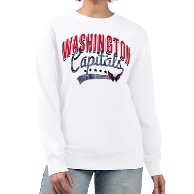 Women's G-III 4Her by Carl Banks White Washington Capitals Filigree Team Graphic Fleece Pullover Sweatshirt