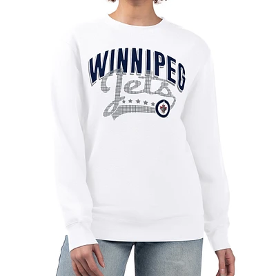 Women's G-III 4Her by Carl Banks White Winnipeg Jets Filigree Team Graphic Fleece Pullover Sweatshirt