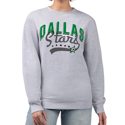 Women's G-III 4Her by Carl Banks Heather Gray Dallas Stars Filigree Team Graphic Fleece Pullover Sweatshirt