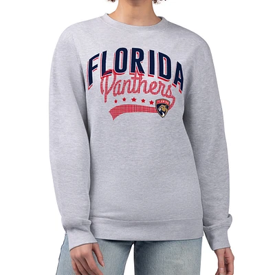 Women's G-III 4Her by Carl Banks Heather Gray Florida Panthers Filigree Team Graphic Fleece Pullover Sweatshirt