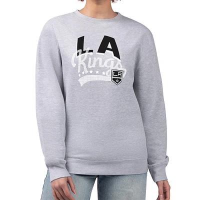 Women's G-III 4Her by Carl Banks Heather Gray Los Angeles Kings Filigree Team Graphic Fleece Pullover Sweatshirt