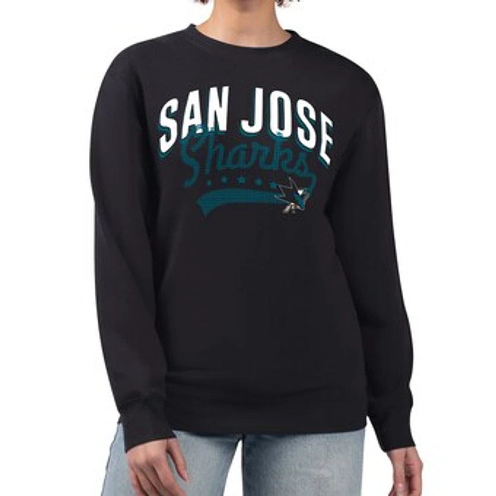 Women's G-III 4Her by Carl Banks Black San Jose Sharks Filigree Team Graphic Fleece Pullover Sweatshirt