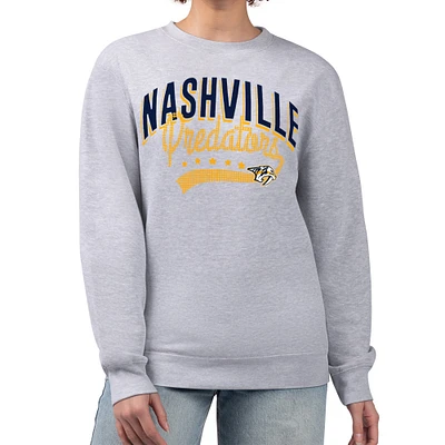 Women's G-III 4Her by Carl Banks Heather Gray Nashville Predators Filigree Team Graphic Fleece Pullover Sweatshirt