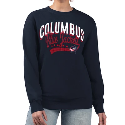 Women's G-III 4Her by Carl Banks Navy Columbus Blue Jackets Filigree Team Graphic Fleece Pullover Sweatshirt