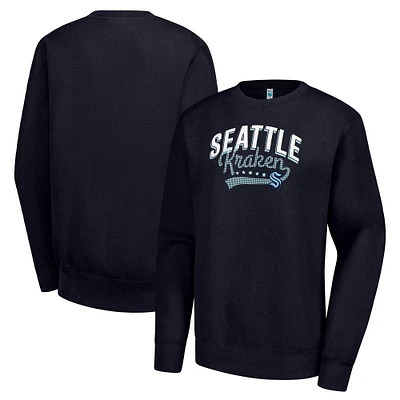 Women's G-III 4Her by Carl Banks Deep Sea Blue Seattle Kraken Filigree Team Graphic Fleece Pullover Sweatshirt