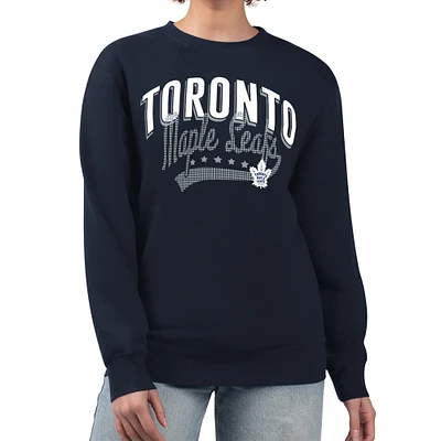 Women's G-III 4Her by Carl Banks Navy Toronto Maple Leafs Filigree Team Graphic Fleece Pullover Sweatshirt