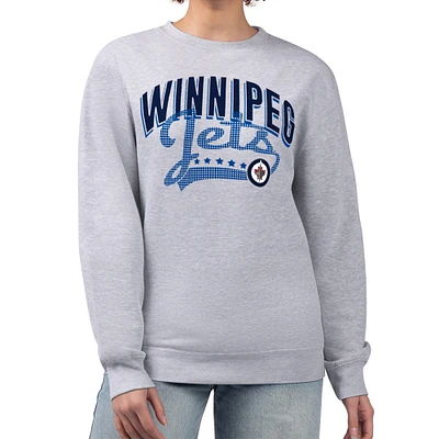 Women's G-III 4Her by Carl Banks Heather Gray Winnipeg Jets Filigree Team Graphic Fleece Pullover Sweatshirt