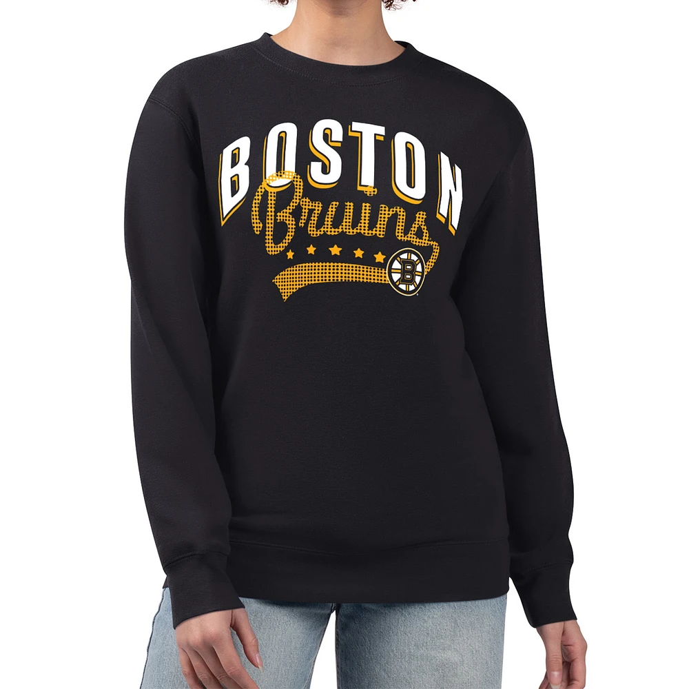 Women's G-III 4Her by Carl Banks Boston Bruins Filigree Team Graphic Fleece Pullover Sweatshirt