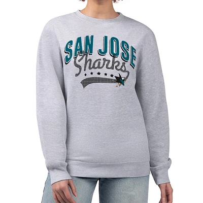 Women's G-III 4Her by Carl Banks Heather Gray San Jose Sharks Filigree Team Graphic Fleece Pullover Sweatshirt