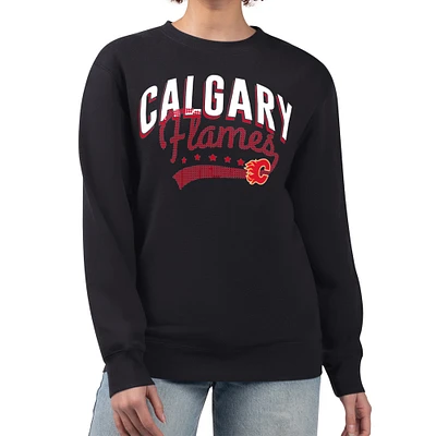 Women's G-III 4Her by Carl Banks Calgary Flames Filigree Team Graphic Fleece Pullover Sweatshirt