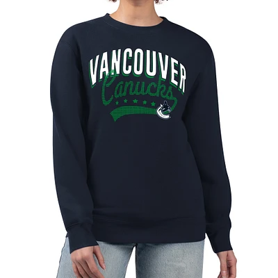 Women's G-III 4Her by Carl Banks Navy Vancouver Canucks Filigree Team Graphic Fleece Pullover Sweatshirt