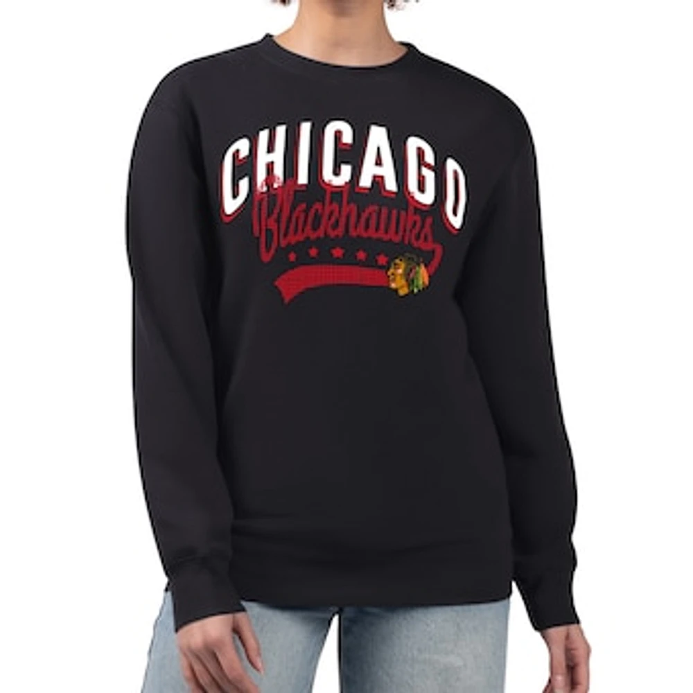 Women's G-III 4Her by Carl Banks Chicago Blackhawks Filigree Team Graphic Fleece Pullover Sweatshirt