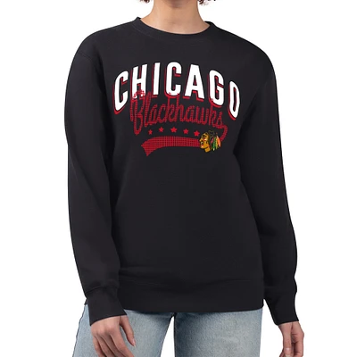 Women's G-III 4Her by Carl Banks Chicago Blackhawks Filigree Team Graphic Fleece Pullover Sweatshirt