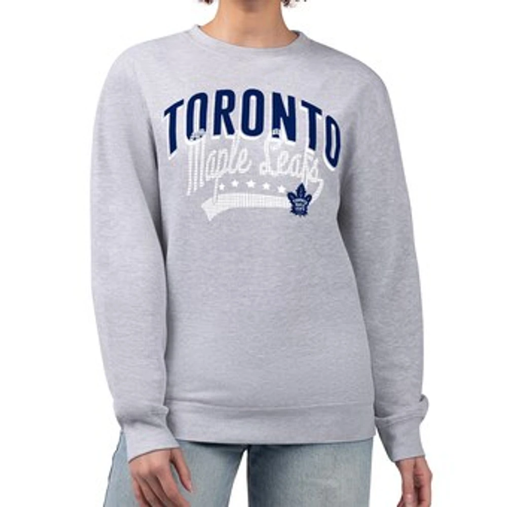 Women's G-III 4Her by Carl Banks Heather Gray Toronto Maple Leafs Filigree Team Graphic Fleece Pullover Sweatshirt
