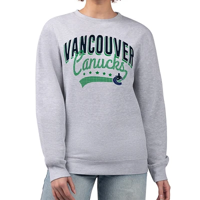 Women's G-III 4Her by Carl Banks Heather Gray Vancouver Canucks Filigree Team Graphic Fleece Pullover Sweatshirt