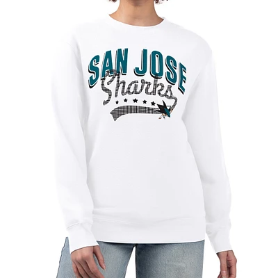 Women's G-III 4Her by Carl Banks White San Jose Sharks Filigree Team Graphic Fleece Pullover Sweatshirt