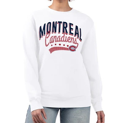 Women's G-III 4Her by Carl Banks White Montreal Canadiens Filigree Team Graphic Fleece Pullover Sweatshirt