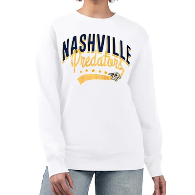 Women's G-III 4Her by Carl Banks White Nashville Predators Filigree Team Graphic Fleece Pullover Sweatshirt